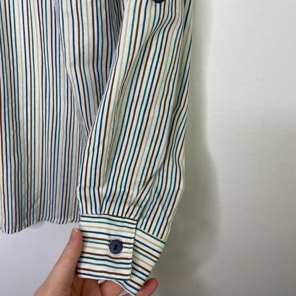 VINTAGE made in USA stripes normcorp buttons blouse - Picture 3 of 10